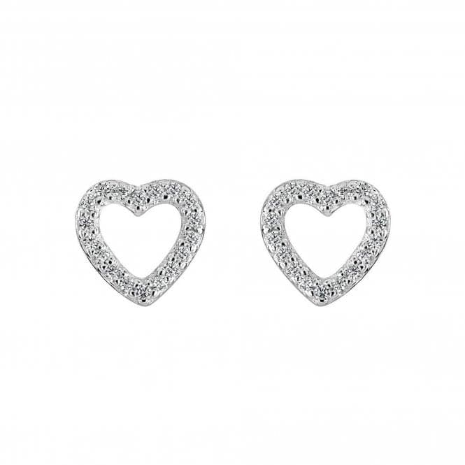 Dew Silver Open Cubic Zirconia open Heart Stud Earrings 3543CZ027Dew3543CZ027