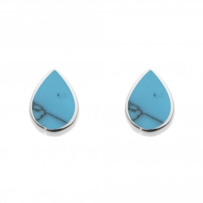 Dew Silver Pear Shape Synthetic Turquoise Stud Earrings 3061TQ024Dew3061TQ024
