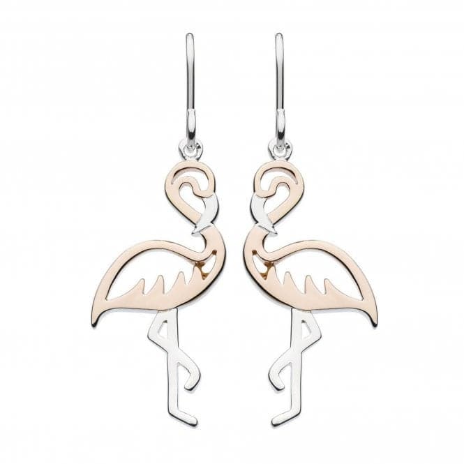 Dew Silver Pretty Pink Flamingo Rose Gold Plate Drop Earrings 6677RG024Dew6677RG024