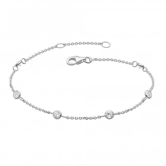 Dew Silver Set Cubic Zirconia Scattered Chain 7.5 Bracelet 7728CZ021Dew7728CZ021