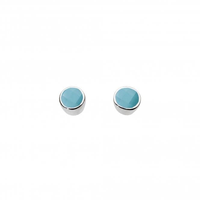 Dew Silver Small Round Synthetic Turquoise Stud Earrings 3006TQDew3006TQ