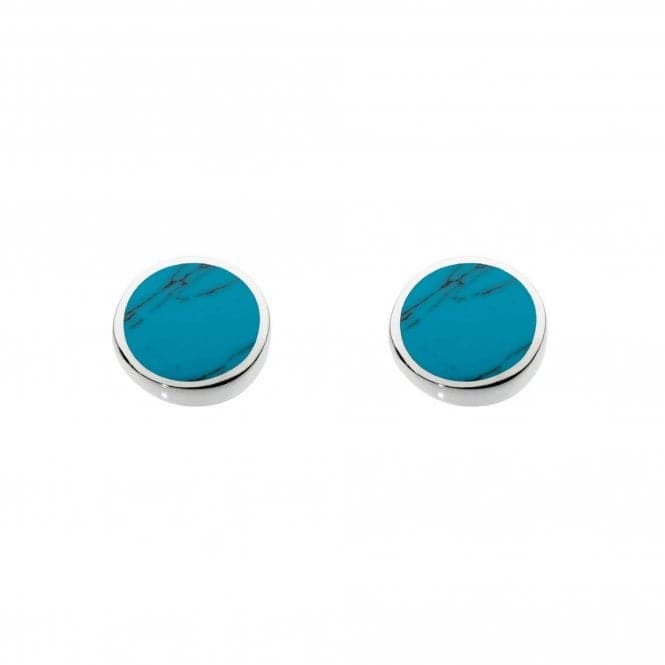 Dew Silver Small Round Synthetic Turquoise Stud earrings 3060TQ013Dew3060TQ013