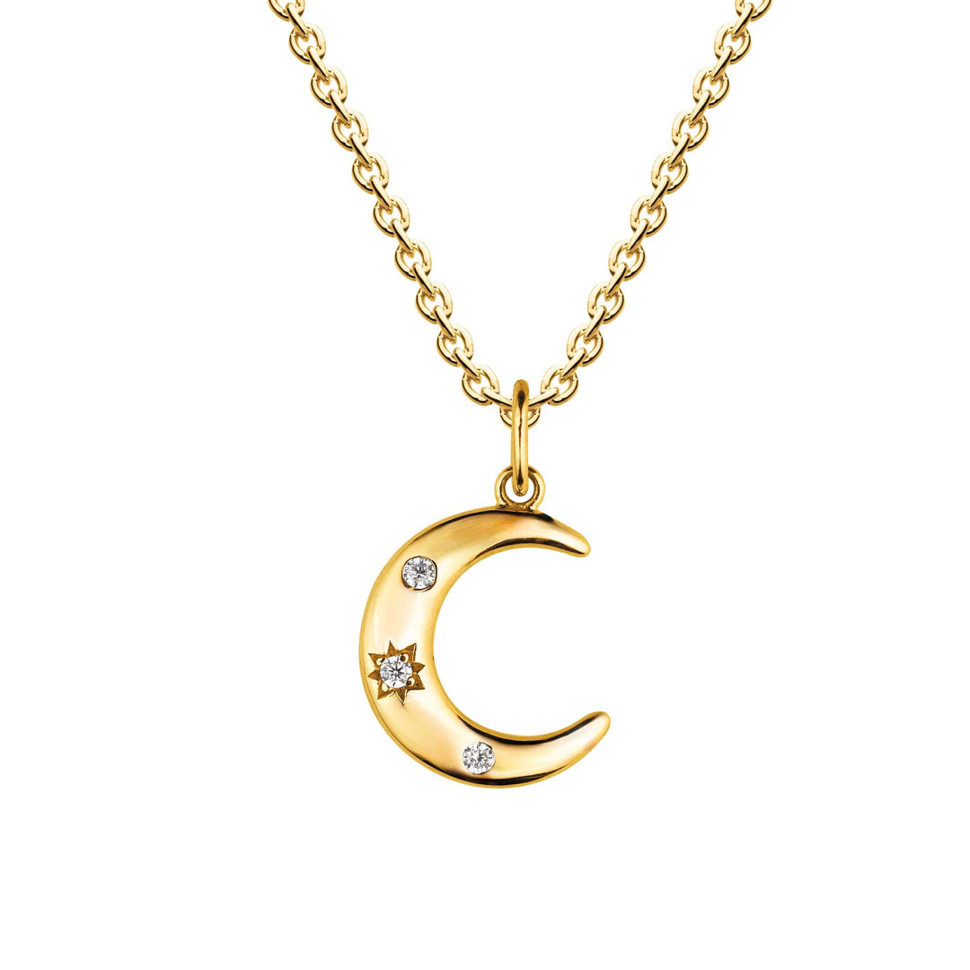 Dew Star Set Zirconia Gold Plate Crescent Moon Pendant 9443GCZDew9443GCZ