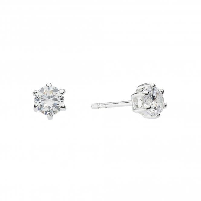 Dew Sterling Silver Cubic Zirconia Claw Stud Earrings 3065CZ024Dew3065CZ024