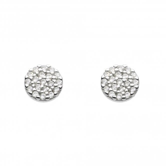 Dew Sterling Silver Cubic Zirconia Disc Stud Earrings 3875CZ020Dew3875CZ020