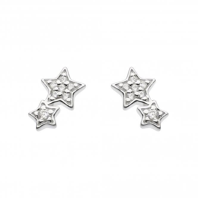 Dew Sterling Silver Cubic Zirconia Double Star Stud Earrings 3722CZ021Dew3722CZ021