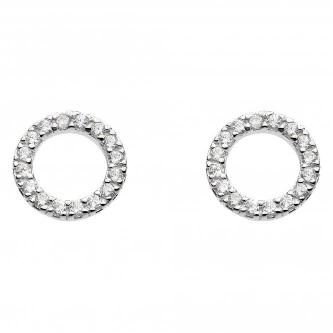 Dew Sterling Silver Cubic Zirconia Open Circle Stud Earrings 3882CZ020Dew3882CZ020