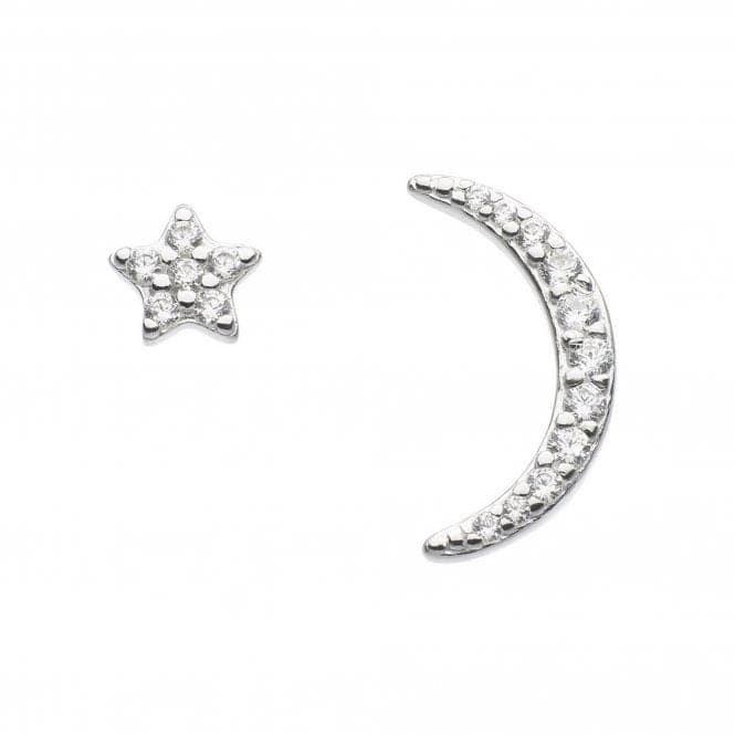Dew Sterling Silver Cubic Zirconia Star & Crescent Stud Earrings 3721CZ021Dew3721CZ021