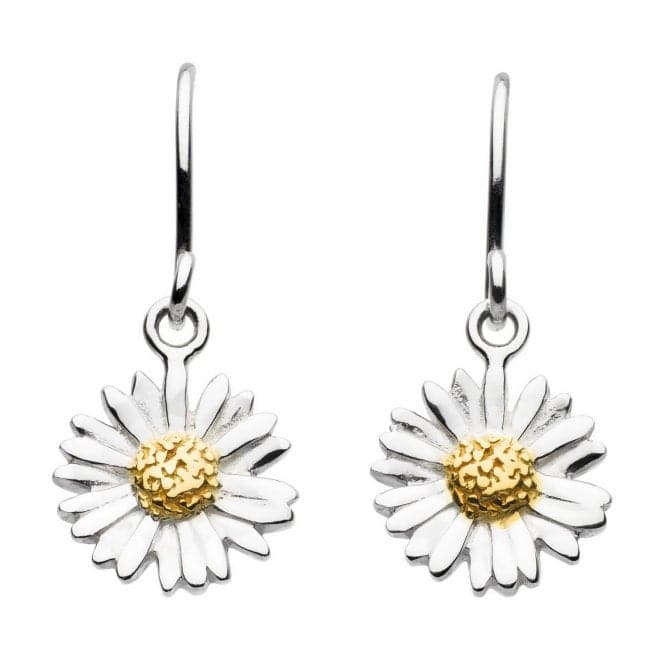 Dew Sterling Silver Daisy with Gold Plate Drop Earrings 6081GD018Dew6081GD018