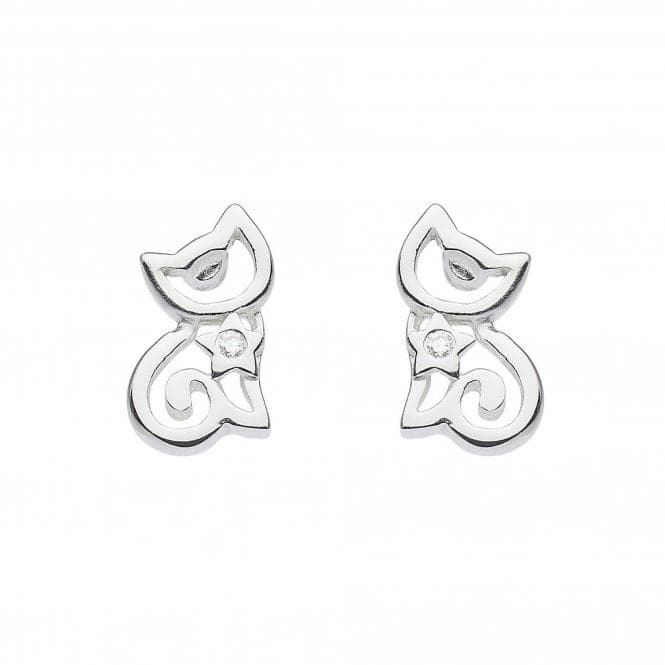 Dew Sterling Silver Dinky Cat with Cubic Zirconia Stud Earrings 3560CZDew3560CZ027