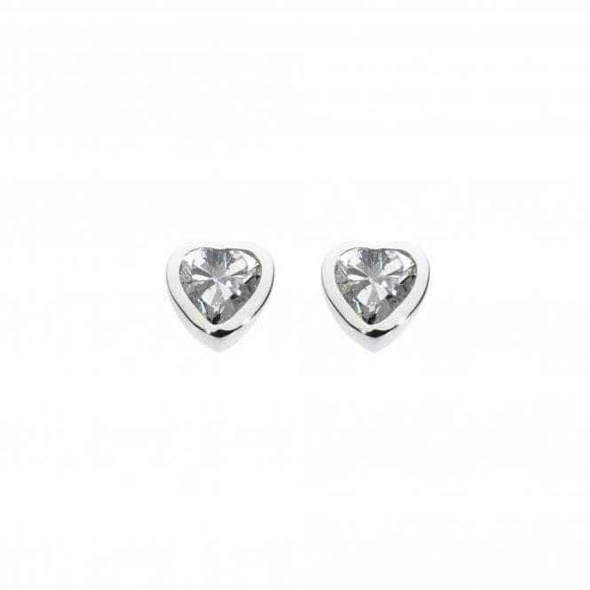 Dew Sterling Silver Dinky Cubic Zirconia Heart Stud Earriings 3035CZDew3035CZ