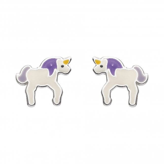 Dew Sterling Silver Dinky Enamel Unicorn Stud Earrings 3549MEDew3549ME027