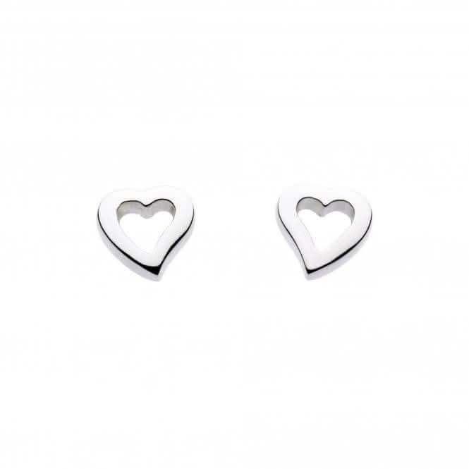 Dew Sterling Silver Dinky Simplistic Open Heart Stud Earrings 4008HPDew4008HP