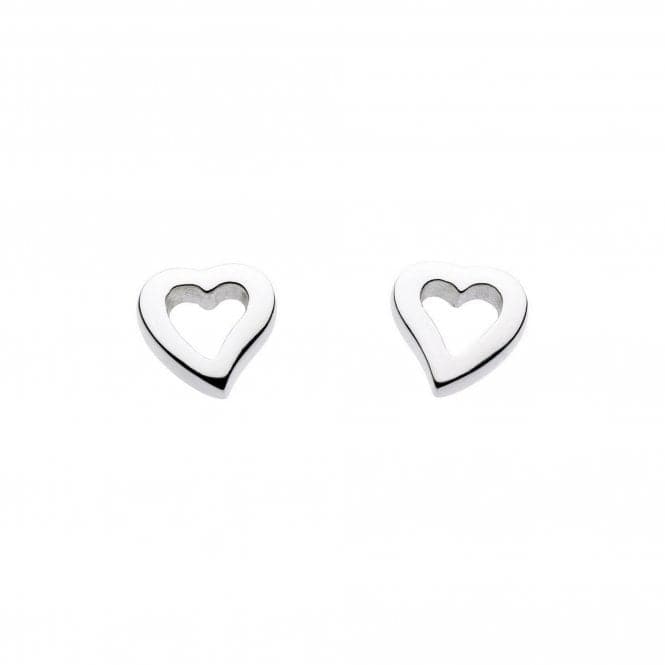 Dew Sterling Silver Dinky Simplistic Open Heart Stud Earrings 4008HPDew4008HP