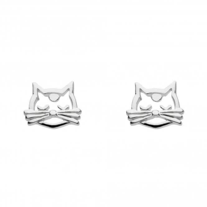 Dew Sterling Silver Dinky Whiskers Feline Face Stud Earrings 4855HPDew4855HP020