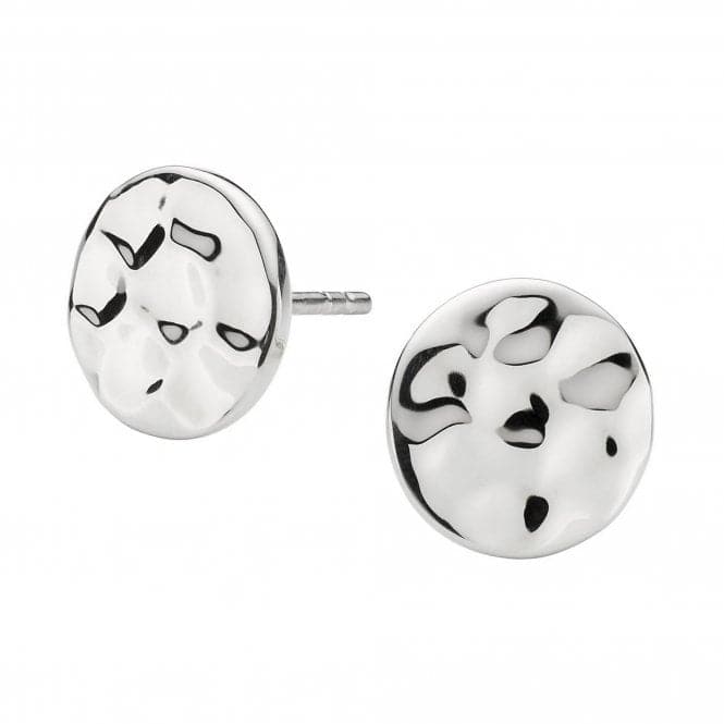 Dew Sterling Silver Flat Hammered Disc Stud Earrings 4808HP022Dew4808HP022