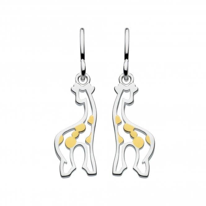 Dew Sterling Silver Giraffe with Gold Plate Drop Earrings 6038GD015Dew6038GD015