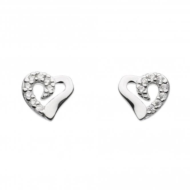 Dew Sterling Silver Half Cubic Zirconia Heart Studs 3732CZ021Dew3732CZ021