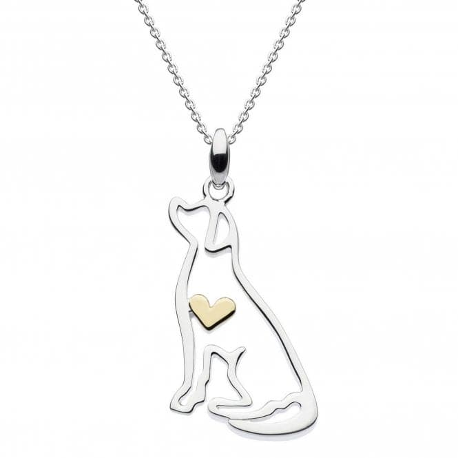 Dew Sterling Silver Labrador with Gold Plate Heart Pendant 9663GD021Dew9663GD021