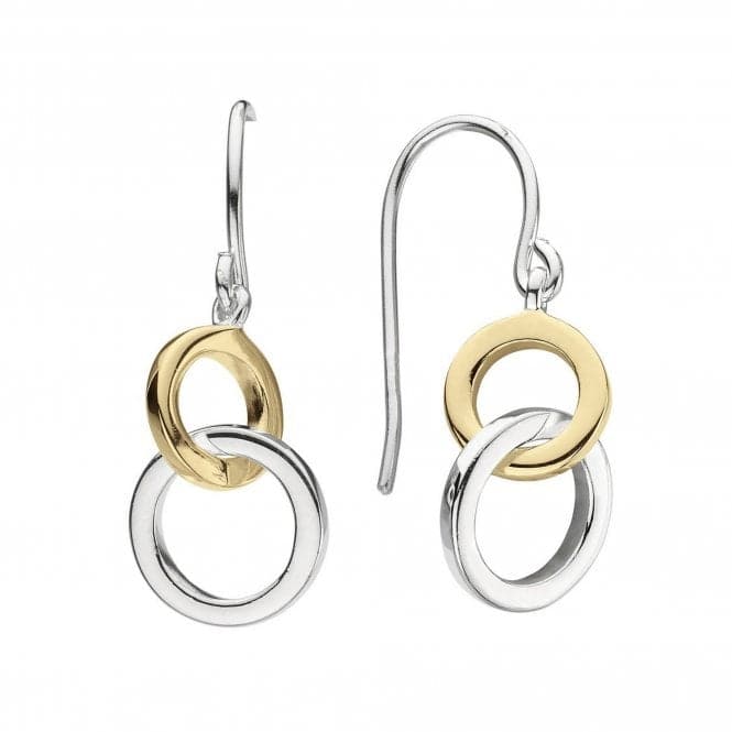 Dew Sterling Silver Linked Circle with Gold Plate Drop earrings 6694GD021Dew6694GD021