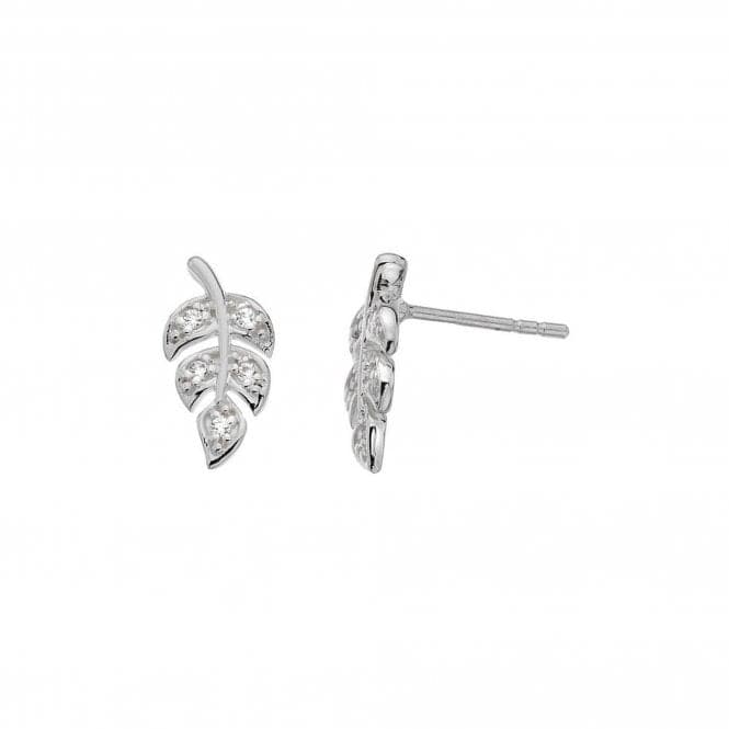 Dew Sterling Silver Pave Leaf Cubic Zirconia Stud Earrings 3513CZ018Dew3513CZ018