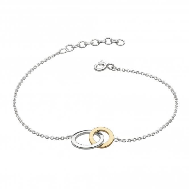 Dew Sterling Silver Set Linked Circle Gold Plate 7.5 Bracelet 7694GD021Dew7694GD021