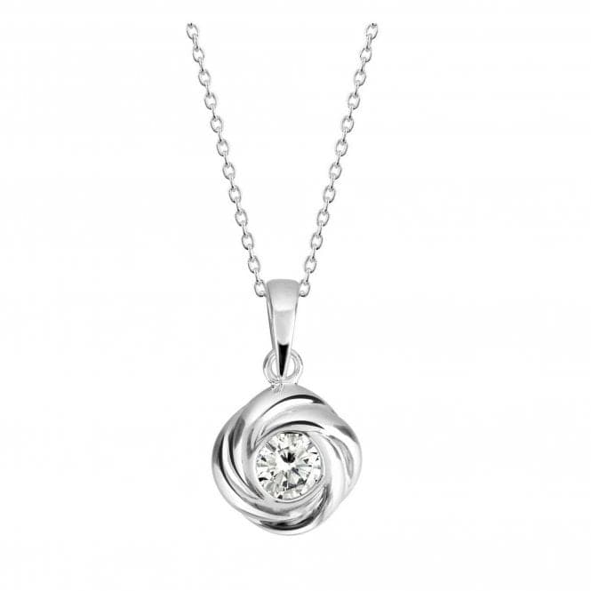 Dew Sterling Silver Silver Swirl With Cubic Zirconia Pendant 9312CZ027Dew9312CZ027