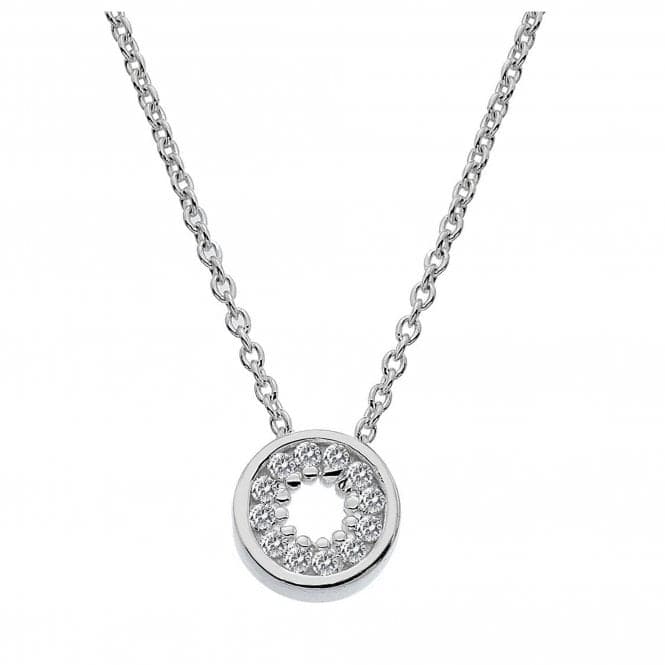 Dew Sterling Silver Small Cubic Zirconia Open Circle 18 Necklace 9397CZ018Dew9397CZ018