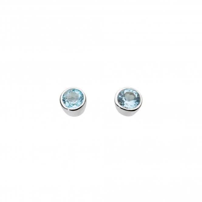 Blue Synthetic Sapphire And Natural Diamond Stud Earrings Set In 14 Karat Gold