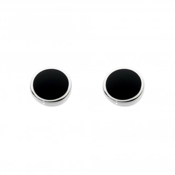 Dew Sterling Silver Small Round Onyx Stud EarringsDew3060BK013