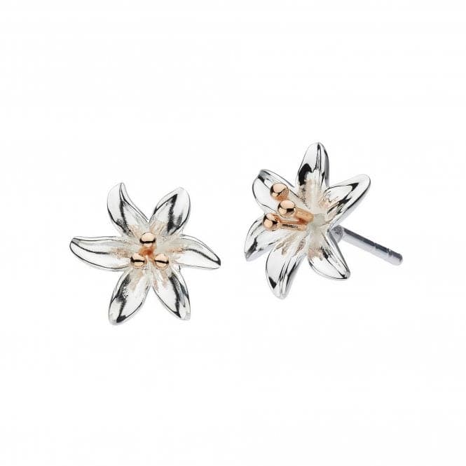 Dew Sterling Silver Tiger Lily with Rose Gold Plate Stud Earrings 4083RG024Dew4083RG024