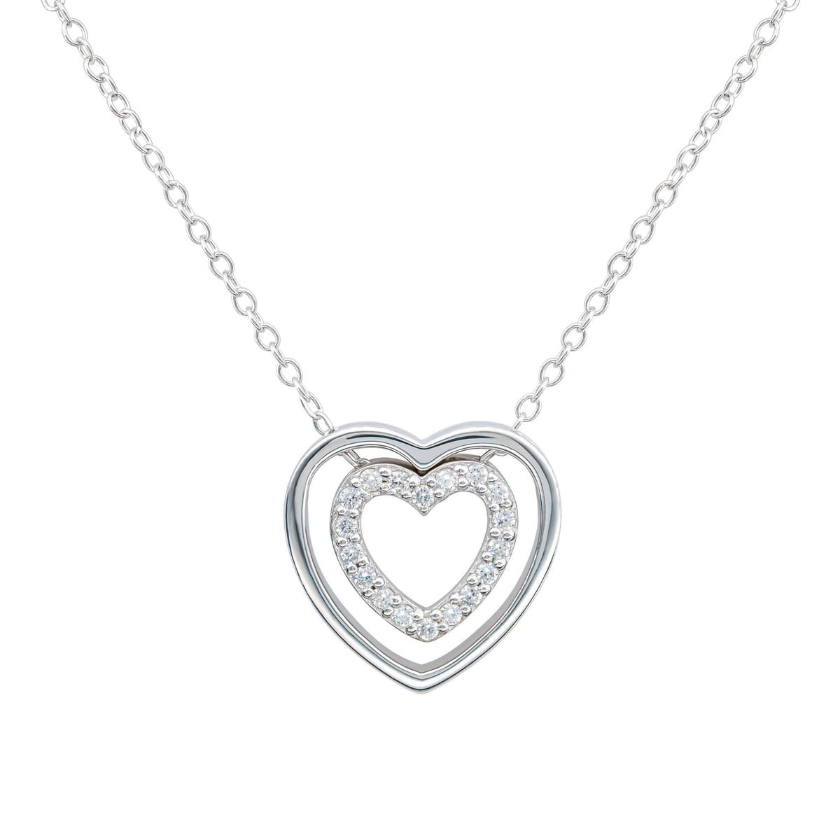 Dew Zirconia Double Open Heart 18" Necklace 98114CZDew98114CZ