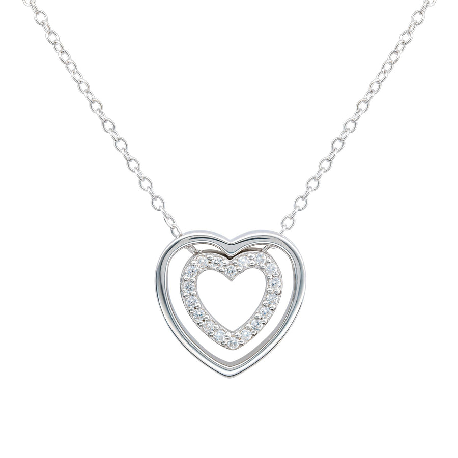 Dew Zirconia Double Open Heart 18" Necklace 98114CZDew98114CZ