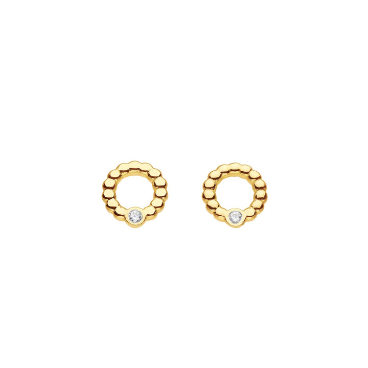 Dew Zirconia Gold Plate Beaded Open Circle Studs 33224GCZDew33224GCZ