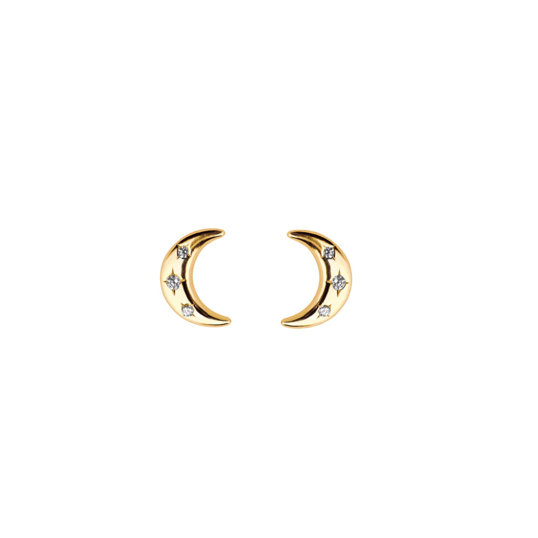 Dew Zirconia Gold Plate Crescent Moon Studs 3443GCZDew3443GCZ