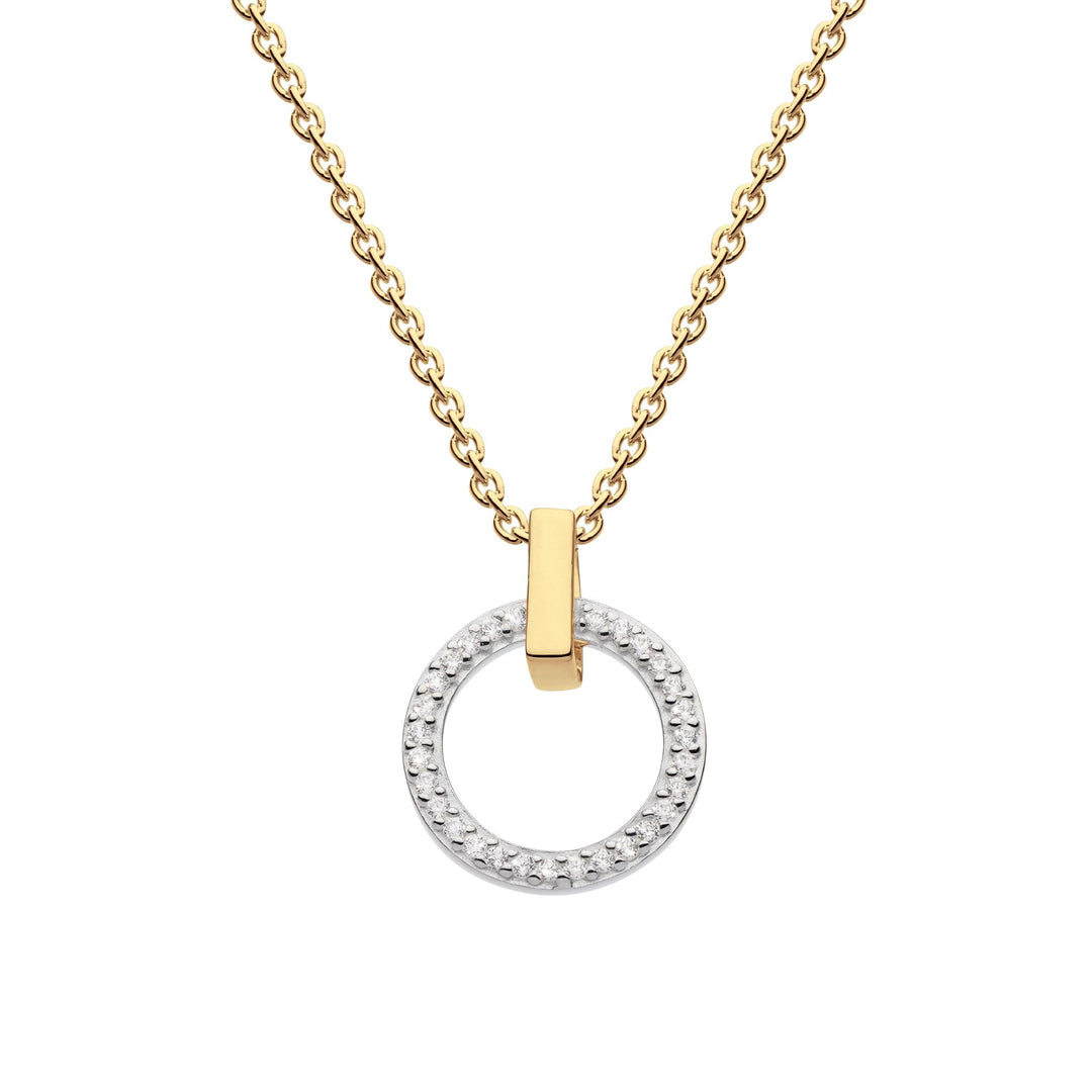 Dew Zirconia Gold Plate Open Circle Bar Pendant 96820GCZDew96820GCZ