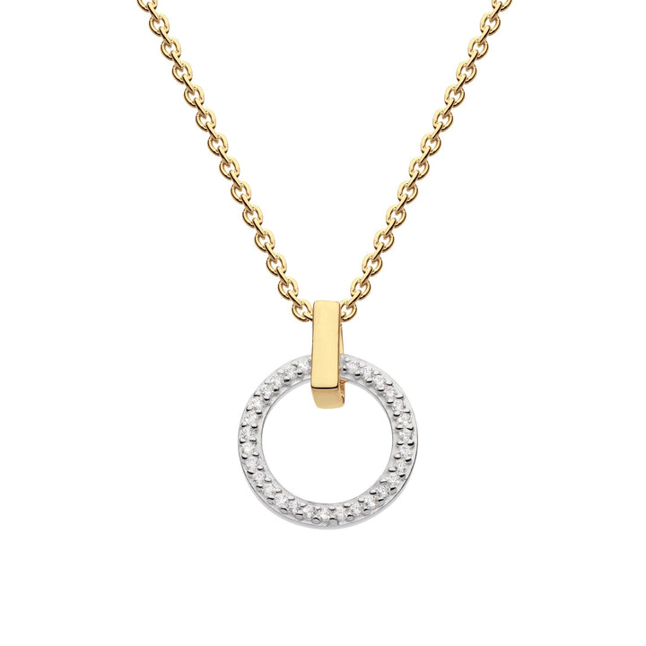 Dew Zirconia Gold Plate Open Circle Bar Pendant 96820GCZDew96820GCZ