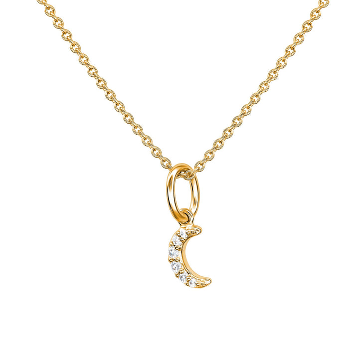 Dew Zirconia Pave Gold Plate Crescent Moon Pendant 94081GCZDew94081GCZ