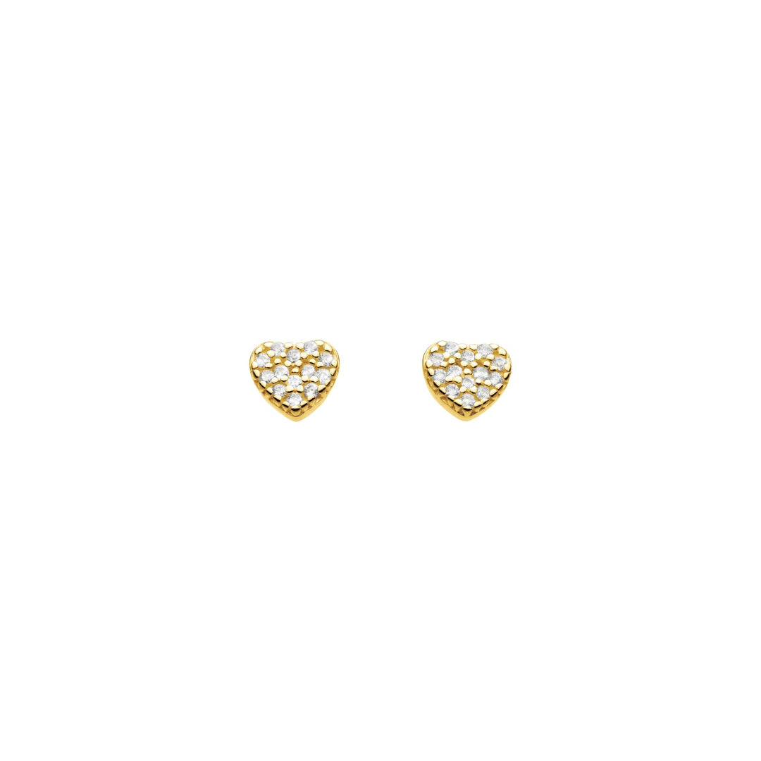 Dew Zirconia Pave Gold Plate Small Heart Studs 38762GCZDew38762GCZ