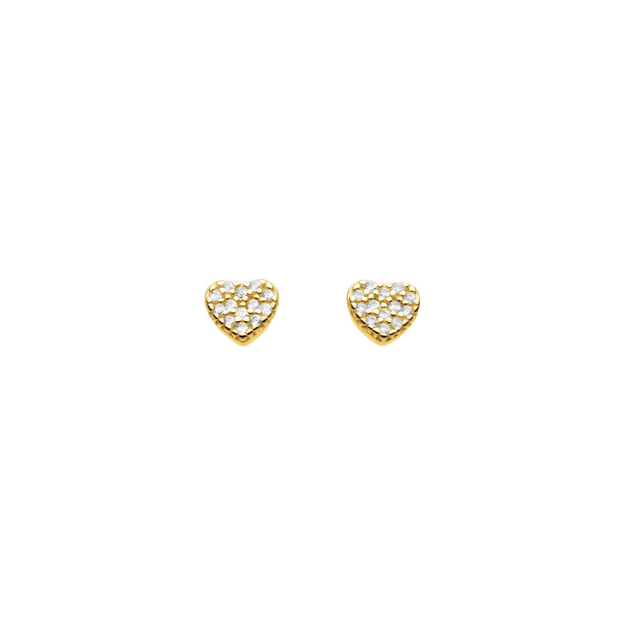 Dew Zirconia Pave Gold Plate Small Heart Studs 38762GCZDew38762GCZ