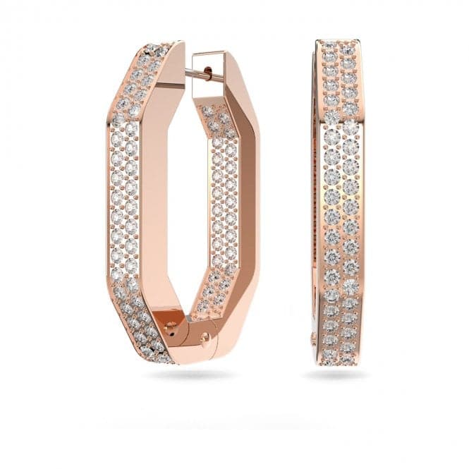 Dextera Hoop Octagon Pavé Crystals White Rose Gold - tone Plated Earrings 5634991Swarovski5634991