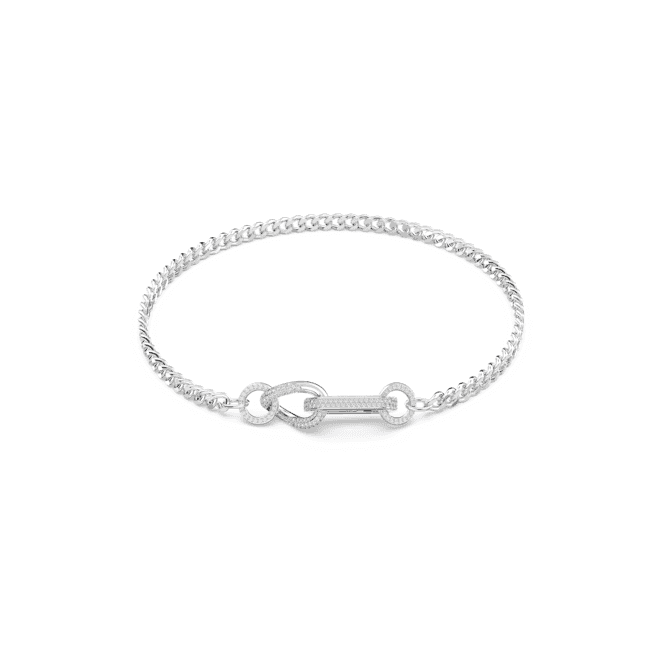 Dextera Pavé Mixed Links White Rhodium Plated NecklaceSwarovski5642689