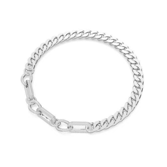 Dextera Pavé Statement Mixed Links White Rhodium Plated NecklaceSwarovski5639333