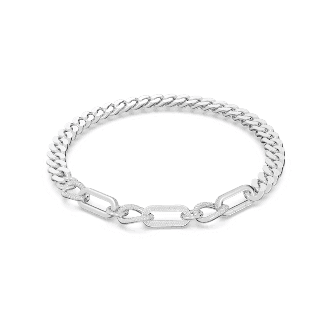 Dextera Pavé Statement Mixed Links White Rhodium Plated NecklaceSwarovski5639333