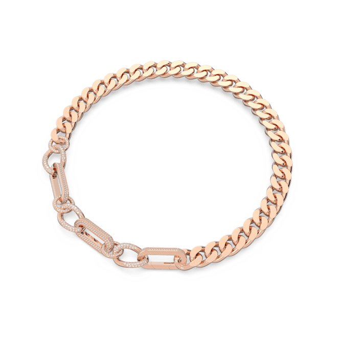 Dextera Pavé Statement Mixed Links White Rose Gold - tone Plated NecklaceSwarovski5639334 S