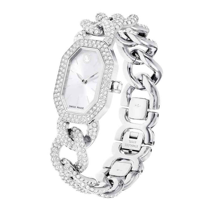 Dextera Swiss Made Crystal Silver Tone Stainless Steel Watch 5668899Swarovski5668899