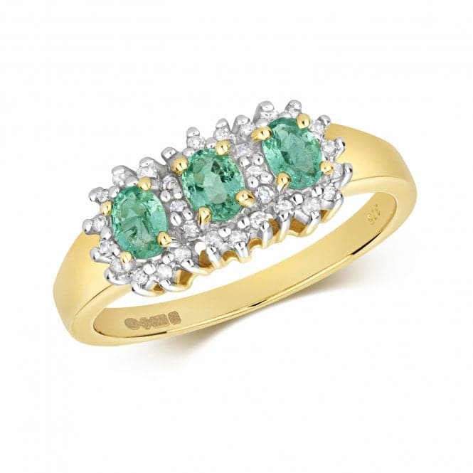 Diamond & 3 Oval Emerald Cluster Ring RD263EGemstones JewelleryRD263E/J