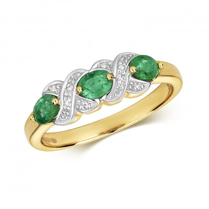 Diamond & 3 Oval Emerald Ring RD294EGemstones JewelleryRD294E/J