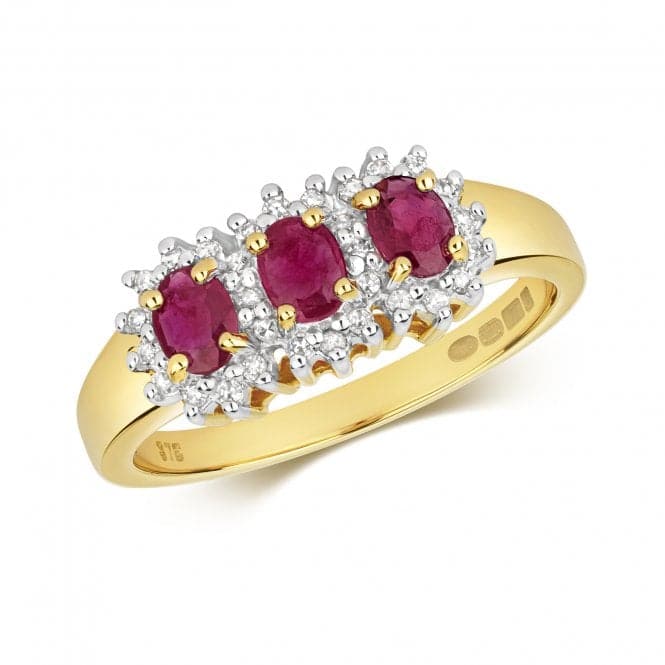 Diamond & 3 Oval Ruby Cluster Ring RD263RGemstones JewelleryRD263R/J