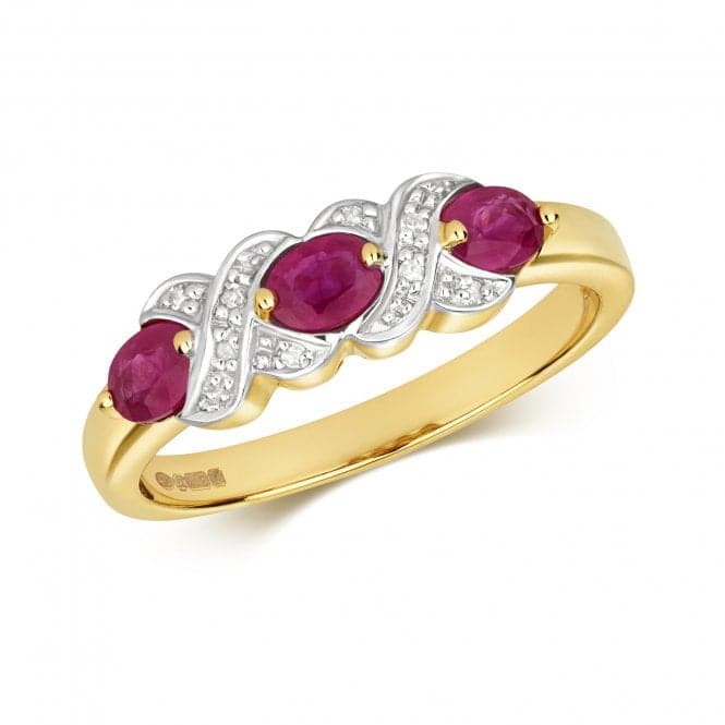 Diamond & 3 Oval Ruby Ring RD294RGemstones JewelleryRD294R/J